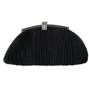 Christian Livingston Collection women's black pleated shoulder bag clutch